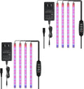 iPower 2Pack 60W LED Grow Lights with Full Spectrum Plant Growing Light Strips for Indoor Plant with Auto ON/Off 3/9/12H Timer, 10 Dimmable Levels 48 LEDs Per Tude, 4 Tubes, Red&Blue