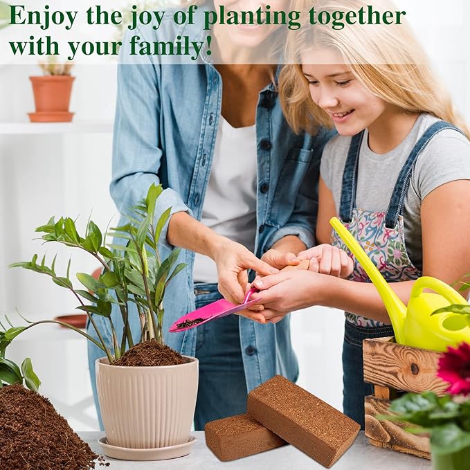 ZeeDix 10 Pack Coconut Coir Bricks, 100% Organic Compressed Coco Coir Brick Seed Starter Potting Soil for Plants, Premium Coconut Fiber Substrate with Low EC & pH Balance for Gardening Flower Herbs