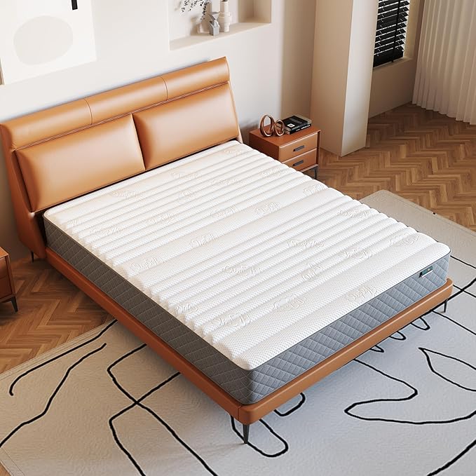 Firm Full Mattress,10 Inch Hybrid Full Mattress in a Box with Gel Memory Foam, Pocket Innerspring, Pressure Relief, Motion Isolation, Non-Fiberglass - Firm