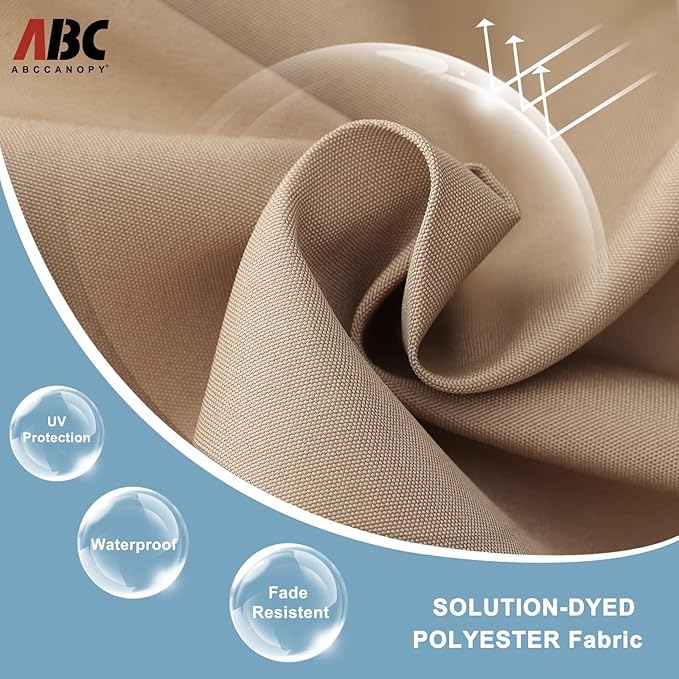 ABCCANOPY Outdoor 11FT Solar Led Patio Umbrellas with 32LED Lights (Tan)
