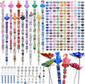 AIPRIDY 252 Pcs DIY Fairy Wand Garden Stakes Kit,Multiple Color Scheme European Beads Crystal Diamond Tops and 12 or 10 Inch Threaded Rods,Stainless Steel Stakes with Diamond Toppe(Fairy Tale)