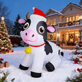 Lulu Home 6FT Christmas Inflatables Cow, Giant Blow Up Dairy Cattle Wearing Santa Hat with Built-in LED Lights, Air-Blown Highland Cow Decoration for Yard Indoor Outdoor Xmas Holiday Display