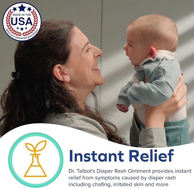Bundle of Dr. Talbot's Baby Diaper Rash Ointment, Zinc Oxide Skin Protectant with Balsam, No Dyes, Parabens, or Preservatives, Gentle Formula,16 oz + Dr. Talbot's Diaper Cream Brush - Full Size