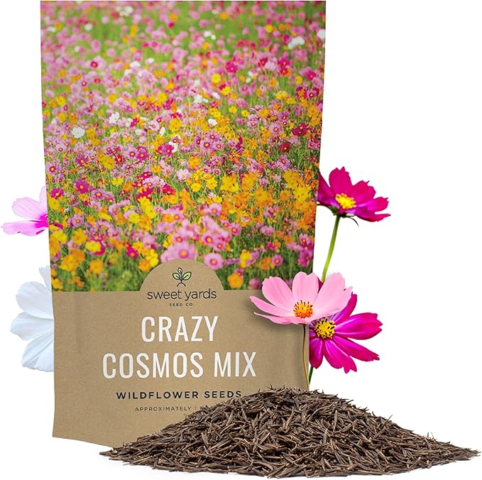 Bulk Cosmos Seeds Wildflower Mixture - 1 Pound Bag - Over 80,000 Seeds - Pink, Yellow, Orange, Red, Purple and White Mixed Species!