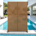 Metal Privacy Screen for Outdoor & Indoor Use, Free Standing Privacy Screen for Patio Garden Pool, 72" H x 47" W Decoative Privacy Panels, Weather Resistant, Easy Assembly (Brown Louvered)