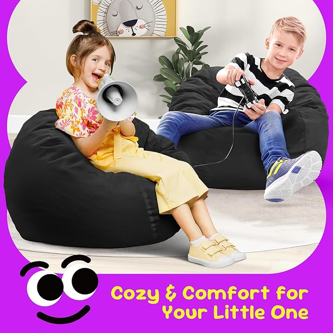 Hobestluk Bean Bag Chairs 2.5FT Bean Bag Chair with Memory Foam Filled & Machine Washable Cover,Beanbag Chair, Small Bean Bag Chairs for Playroom, Living Room, Bedroom