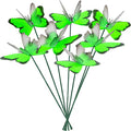 Handmade Green Butterfly Garden Stakes Set of 7 - Decorative Outdoor & Indoor Plant Decor - Nature Lover Gift Idea by Air Aquarium Kushner