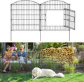 10 Panels Tall Decorative Garden Fence with Gate, 23.6ft(L) x31.5in(H) Animal Barrier Fence for Dogs, Tall Metal Fencing Panels for Yard, Rustproof Steel Border for Garden, Patio, Lawn