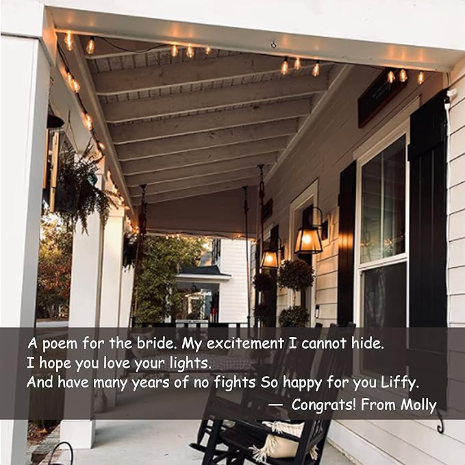 DAMAING LED Outdoor String Lights 100FT Patio Lights with 52 Shatterproof Edison Bulbs,Dimmable Hanging Lights,Waterproof String Lights for Outside Wedding,Bistro,Porch,Backyard,2200K