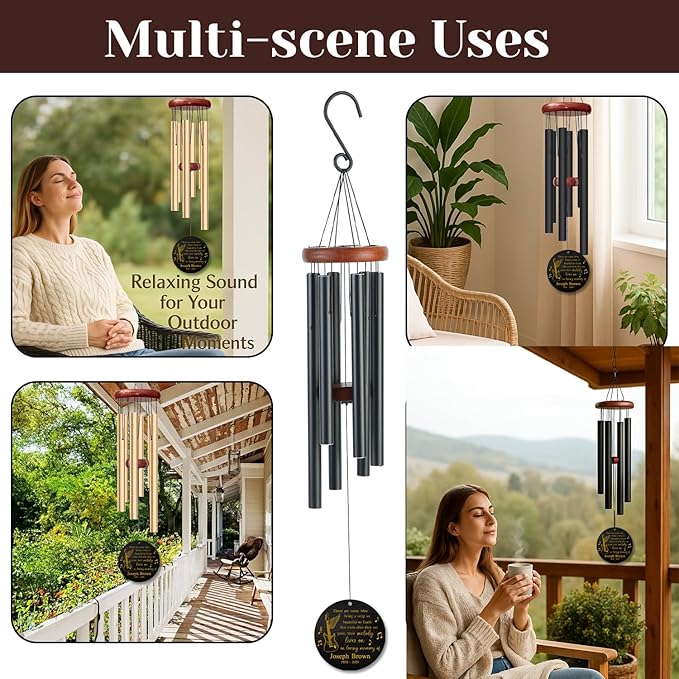 Personalized Guitar Memorial Wind Chime – “Their Melody Lives On” Custom Name & Years – Music Lover Sympathy Gift for Loss of Loved One – Outdoor Remembrance Windchime for Musicians, Singers