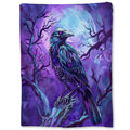 Ti Caldi Mystical Raven and Full Moon Blanket | Soft Warm Fuzzy Lightweight Flannel Throw Blanket for Couch, Bed, Halloween Decor, Travel & Outdoor Use, Cozy Blankets for Adults Women Men 60×50 in