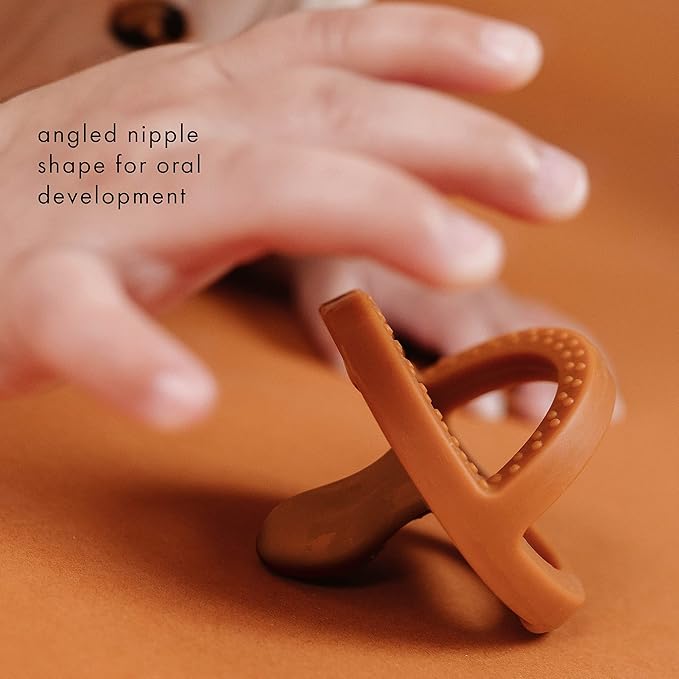 Doodle & Co. London Classic Pacifier for New Born Babies | BPA Free Angled Shape 100% Silicone for Infants with & Without Teeth | Helps Promote Healthy Oral Development | 0+ Months | Earth/Night