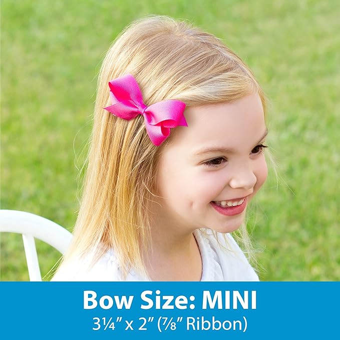 Wee Ones Girls' Classic Grosgrain Hair Bow with Scalloped Edges, No-Slip Hair Clip, Handmade, Light Orchid, Mini