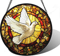 Stained Glass Window Hanging, Flying White Dove Sun Catchers Diamond Glass Panel Hangings Cute Birds Suncatcher Decor for Birthday for Women, Men, Wife, Aunt,and Mom 7.8X7.8IN