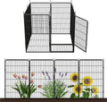 SunsGrove Tall Garden Fence with Gate, 45 in(H) x 17.8 ft(L) 8 Panels Heavy Duty Metal Animal Barrier Fence for Yard, Suitable for Indoor or Outdoor Dog Pet Fence, Garden Fence Border, Black