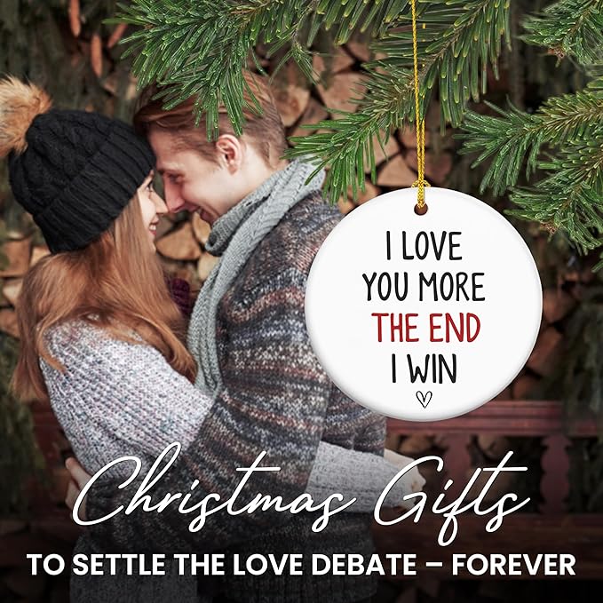 Christmas Couple Gifts for Girlfriend Boyfriend - Ceramic Christmas Ornaments 2025 for Tree Decorations - I Love You Gifts for Gf Him Her Women Men, Wife Husband Gift Ideas, Stocking Stuffers