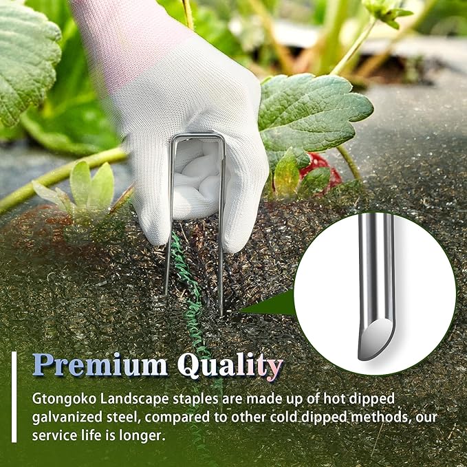 Gtongoko 120 Pack 4 Inch Galvanized Landscape Staples Garden Stakes Plant Cover Stakes 11 Gauge Lawn Staples Fence Stakes Ground Stake for Landscaping Securing Weed Barrier Fabric