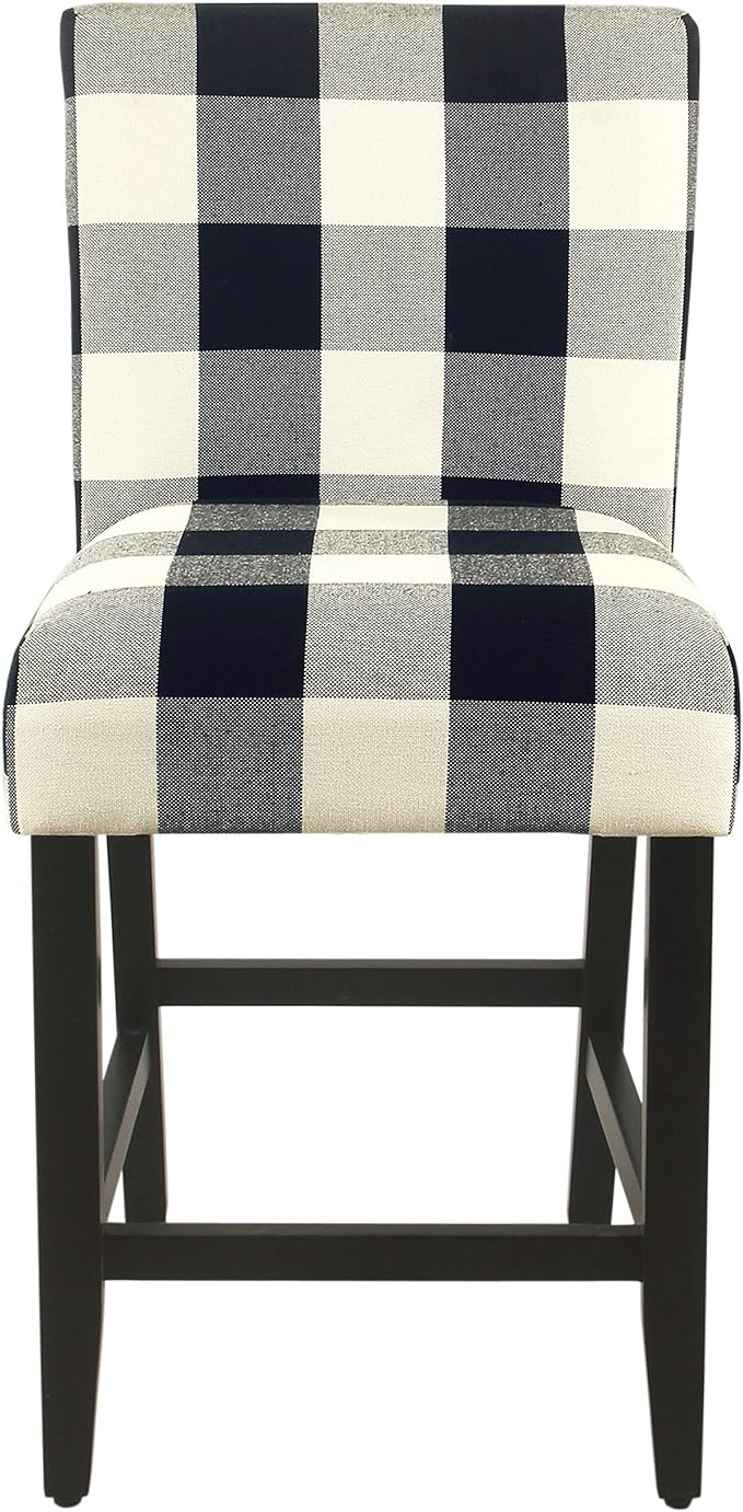 HomePop by Kinfine Fabric Upholstered Counter Height Barstool - 24-inch, Black and Cream Geometric