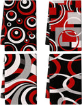 Red Black Grey White Kitchen Dish Towels Set of 4, Soft Absorbent Modern