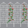 4 Pack Metal Garden Trellis 71" Fence Rustproof Garden Trellis for Climbing Plants Support Roses Flower Outdoor Lawn, Cream White