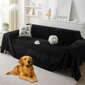 HAOMAIJIA Faux Fur Sofa Covers Couch Covers for 3 Cushion Couch Sofa Pet Friendly Soft Non Slip Couch Cover for Dogs Washable Sectional Couch Covers L Shape Furniture Protector (Black, 91"x150")