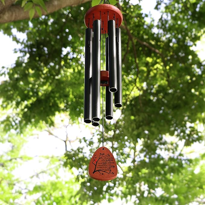 Memgift Memorial Wind Chimes for Outside- Sympathy Gift for Loss of Mom or Dad, Outdoor Keepsake with Soothing Tone for Garden, Yard in Memory of Loved One