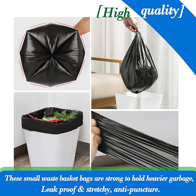 5 Gallon 80pcs Small Black Trash Bags Strong Garbage Bags, 18-20 Liter Bathroom