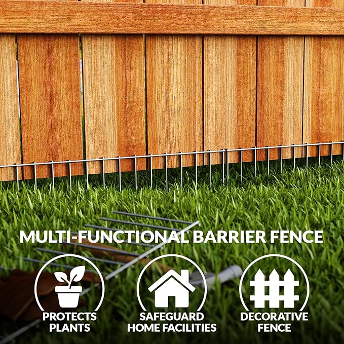 Dig Defence Original Animal Barrier Fence - Small/Medium Decorative Garden Fence, Outdoor No Dig Fence for Dogs and Rabbits, Yard and Patio - 32”(L) x 8”(H), 12 Pack