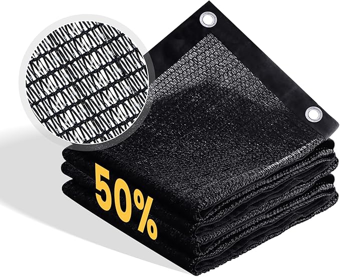 VICLLAX 50% Shade Cloth, 11x15FT Durable Black Mesh Trap with Every 3 FT Grommet, Sun Shade Fabric Netting for for Plants Cover, Greenhouse, Chicken Coop, Barn Kennel, Garden Patio