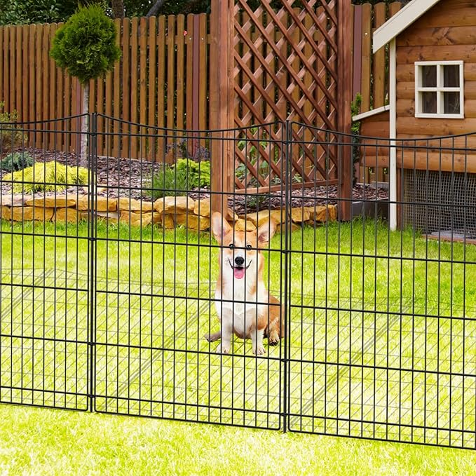 INJOPEXI Decorative Garden Fence 6 Panels 13ft(L)×36in(H) Garden Fences with 6 Panels Rustproof Metal Wire No Dig Temporary Animal Barrier Fencing Outdoor Dog Fence for Yard Patio - Without Gate