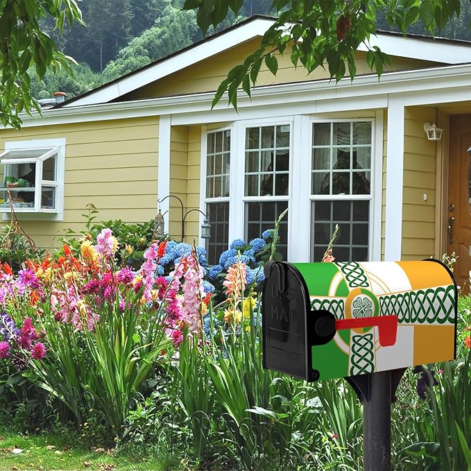 St. Patrick's Day Mailbox Cover Celtic Irish Flag Clover Oversized Mail Box Wrap Farmhouse Home Magnetic Mailbox Covers Shamrocks Mailboxs Post Box Covers Wraps Large Size 25.5 X 21 Inch