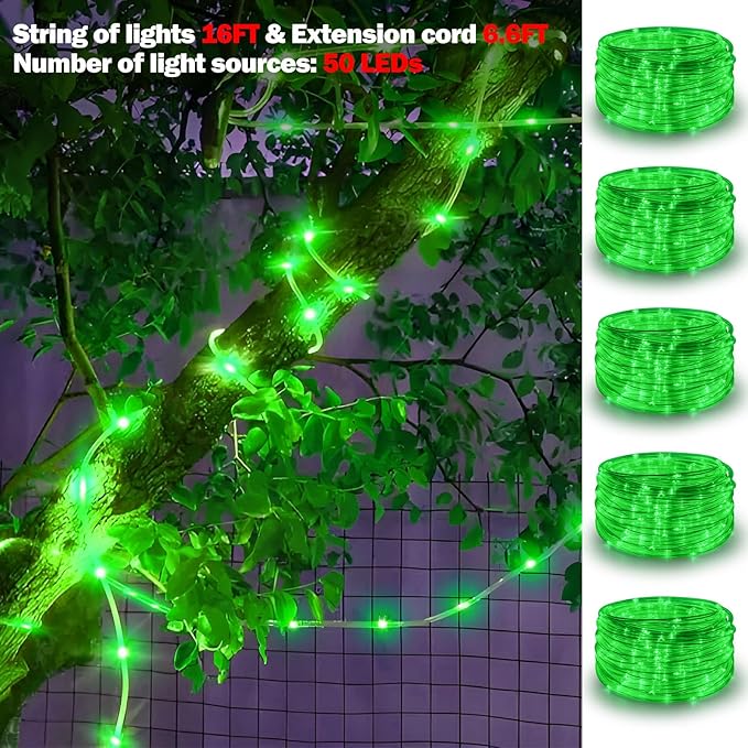 16FT 50 LED Solar Rope Lights, 18 Colors with Timer, 5 Modes, Waterproof Plug-in Remote Control Camping String Lights for Outside, Camping, Classroom, Party, Festival Decoration Solar Lights Outdoor