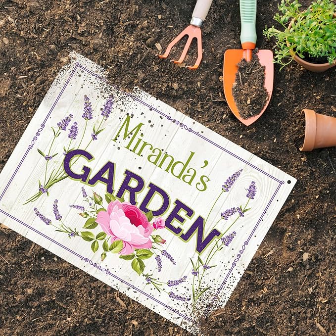 Custom Garden Sign, Christmas Present, Personalized Name/Text for Backyard Décor Sign, 18x24 Inches, Rust Free .063 Aluminum, Fade Resistant, Made in USA by Sigo Signs