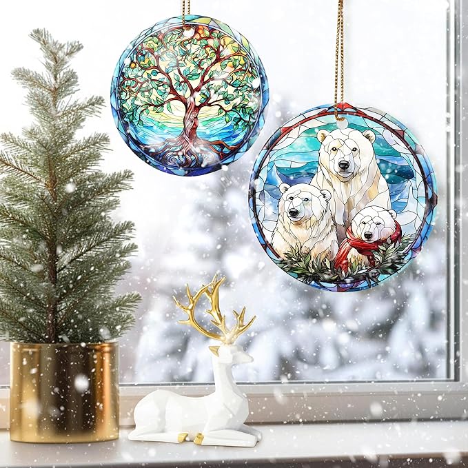 Christmas Ornament, Three Polar Bear Ornament, Christmas Decorations for Tree, Heirloom Keepsake, Gift Idea