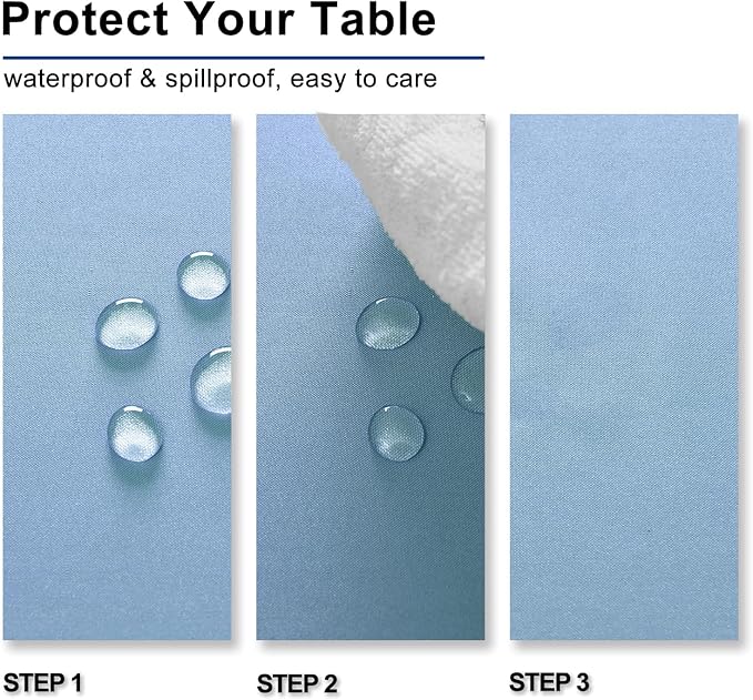 Hiasan Dusty Blue Tablecloth for Rectangle Tables - Waterproof Washable Polyester Fabric Table Cloth for Buffect Dining Birthday Party Wedding, 54 x 108 Inch