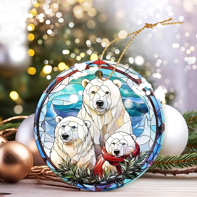 Christmas Ornament, Three Polar Bear Ornament, Christmas Decorations for Tree, Heirloom Keepsake, Gift Idea