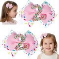 Sparkly Number 2 Birthday Hair Bow with Sprinkle, Sweet Outfit Pink Pigtail Hair Bows for 2 3 4 5 6 7 Years for Baby Girls Two 2nd Second Birthday