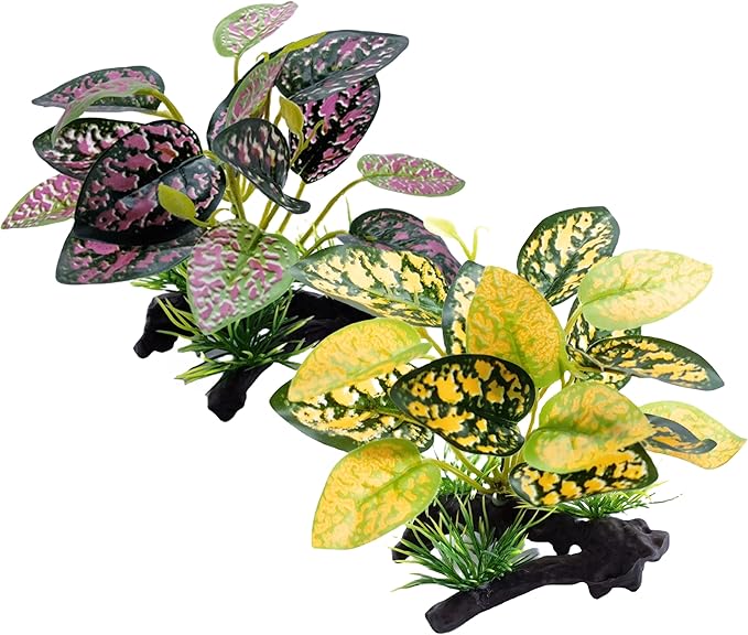 M2cbridge Artificial Fish Tank Plants Aquarium Plastic Plant Aquatic Water Grass Foreground Decor (2PCS Plastic Plants)
