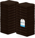 Avalon Towels Cotton Washcloths 24-Pack – 12 x 12 Inch Brown Super Soft &