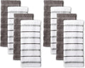 KitchenAid Albany Kitchen Towel 8-Pack Set, Charcoal Grey/White
