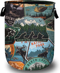 Retro Mountain Bear Laundry Basket, Foldable Wild Animals Laundry Hamper Tote