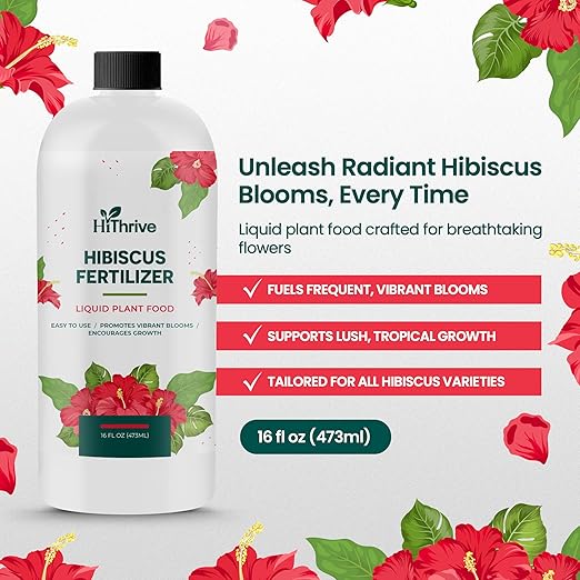 16oz Hibiscus Fertilizer - Makes 16 Gallons of Hibiscus Flowers Plant Food Outdoor - Indoor Plant Fertilizer Liquid for Vibrant, Showy Flowers, Greener Leaves, Strong Roots, and Lush Growth