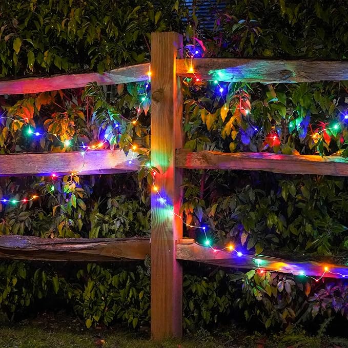 2-Pack 200 LED Solar Fairy Lights Outdoor, Upgraded Oversize Lamp Beads & Super Bright Solar String Lights Outoor, 8 Modes Solar Lights for Garden Patio Decorations(Multi-Colored)