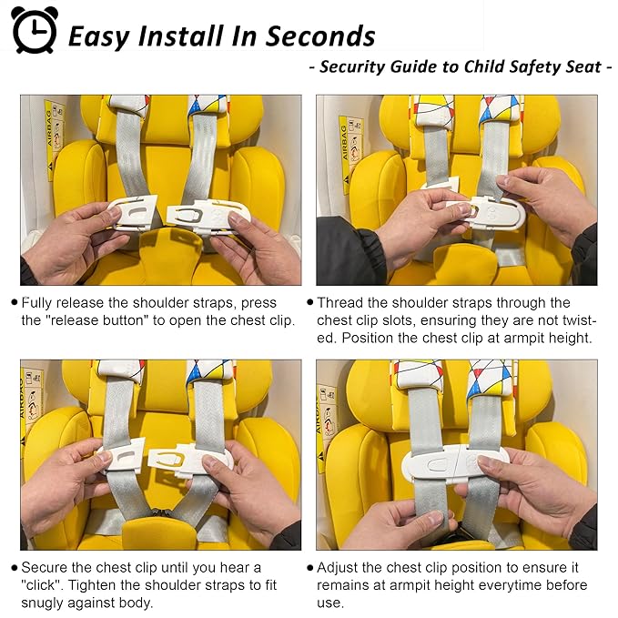 Universal Car Seat Chest Clip, Adjustable Harness Positioning Clip for Stroller and Booster Seat, Anti-Slip Shoulder Straps Holder Accessory for Parents (1 Pack, Green)