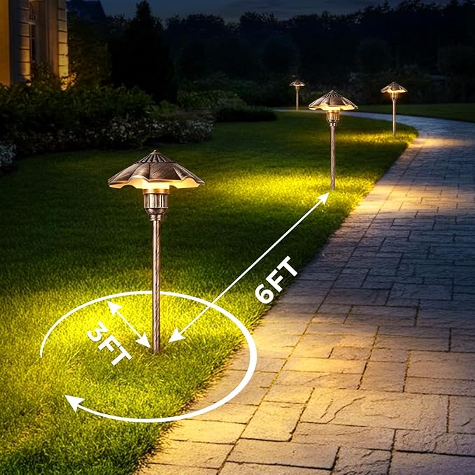 Low Voltage Landscape Lighting, 5W, 12-24V AC/DC, 2900K Pathway Lights Wired, IP65 Waterproof Light for Yard Lawn, Cast-Aluminum LED Walkway Lights, 1 Pack