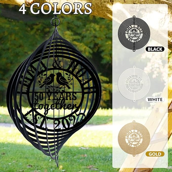 Personalized Metal Wind Spinners, Custom Last Name Garden Wind Spinners, Hanging Outdoor Decor, Hanging Wind Spinner for Indoor Yard Lawn Patio Porch, Garden Decor Gift for Women Men Color01