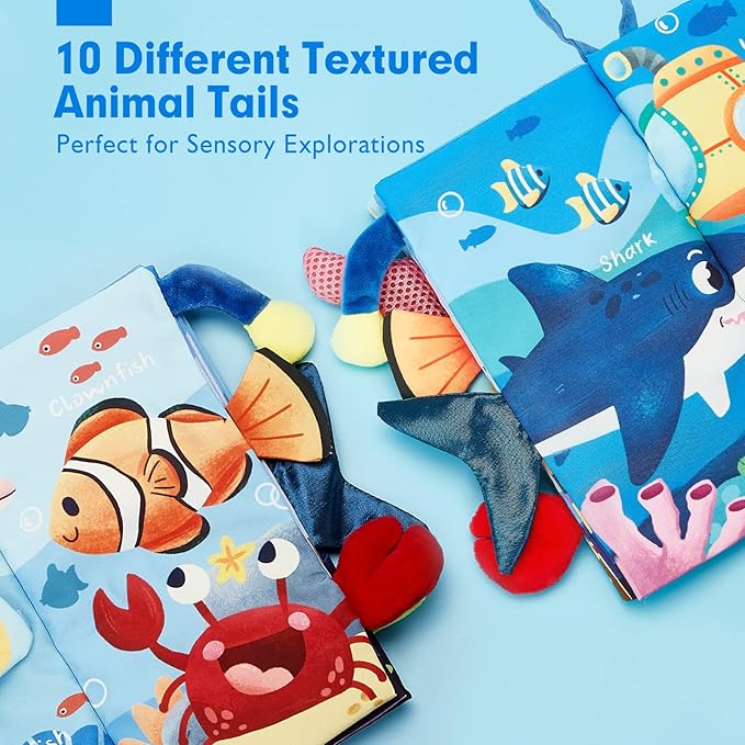 Baby Books 0-6 Months,Infant Tummy Time Toys High Contrast Sensory Baby Toys 6 to 12 Months Touch Feel Book Gift Christmas Stocking Stuffers for Boys Girls 0-3 Months Book Early Learning Stroller Toy