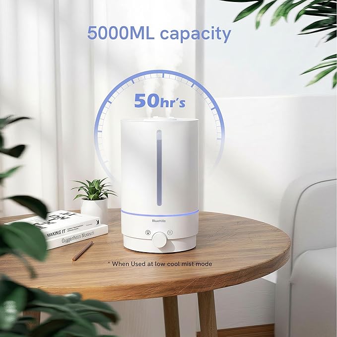 BlueHills Premium Set of Two Large 5000 ML XL and 4000 ML Essential Oil Diffusers Humidifier Combo for Large Room Home with Décor LED Lights Great Gift – White