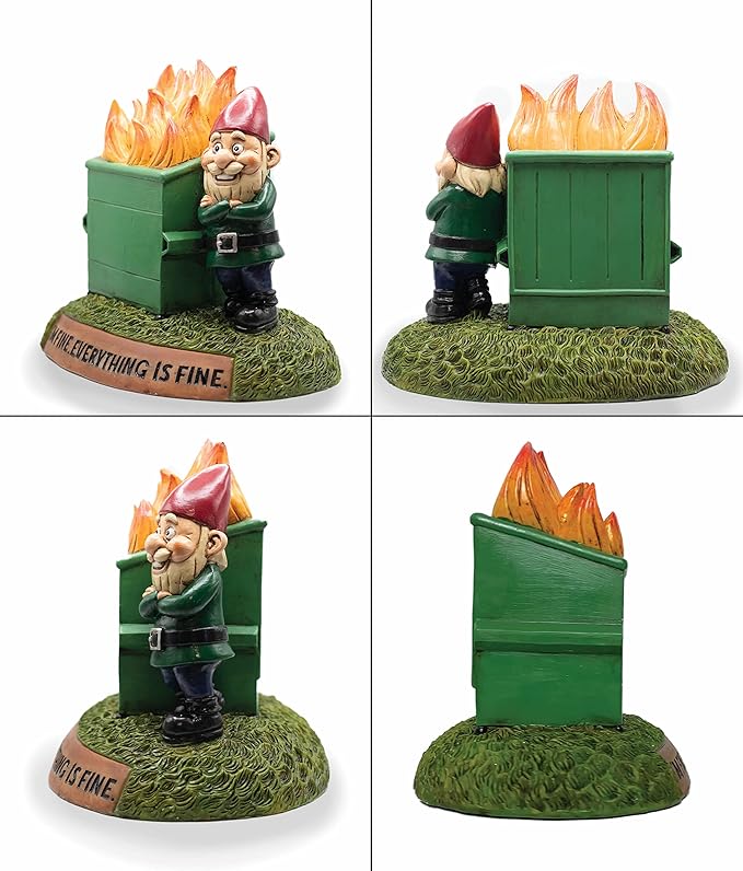 This is Fine Garden Gnome Statue | Funny Meme Gift Figurine, All-Weather Yard Art Garden Decoration | Indoor or Outdoor Home Gift | 7.5x9x6 Inches