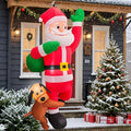 6 FT Christmas Inflatables Santa Claus Decoration with Gifts Bag,Hanging Blow Up Santa Decor with Built-in LED Lights,Outdoor Xmas Yard Decoration Holiday Party Supplies with Dog for Tree Roof Garden